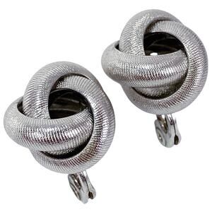 Signed Monet Silver Tone Knot Clip On Earrings Mid Century 60s Timeless Vintage
